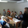 A number of young musicians learn techniques on the Bodhran (Celtic drum) at the Gaelic College of Celtic Arts and Crafts